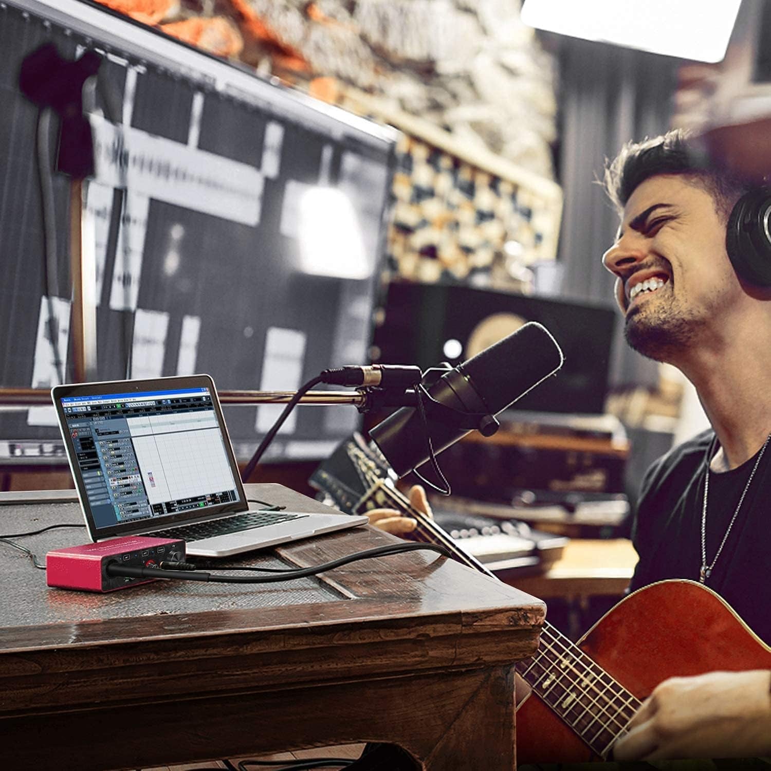 Audio Interface USB Audio Interface with Mic Preamplifier USB Audio Mixer Recorder with 48V Phantom Power, 24 Bit, Support Tablet, Computers and Other Equipment Recording （NO DAW Software Included）