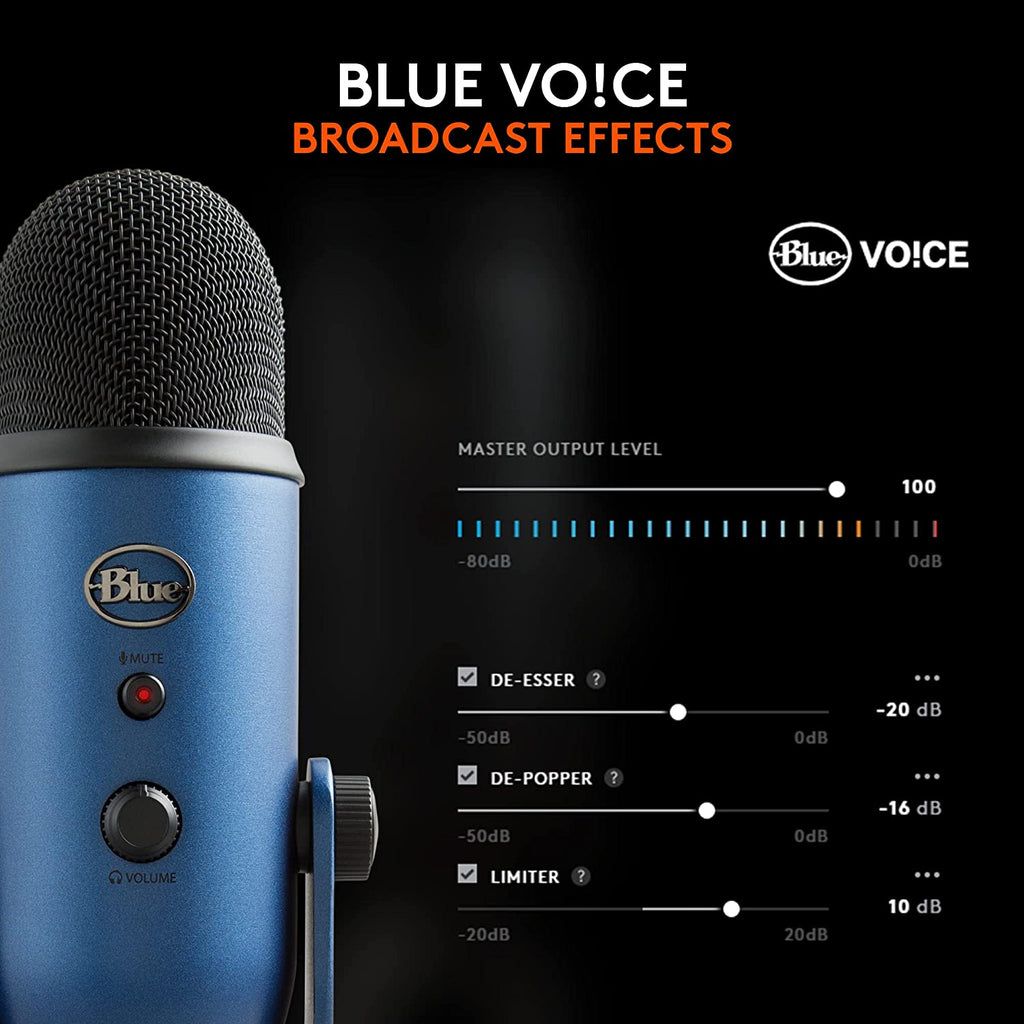 Creators Blue Yeti USB Microphone for Gaming, Streaming, Podcast, Youtube, Discord, PC, Studio Sound, Plug &amp; Play-Midnight Blue