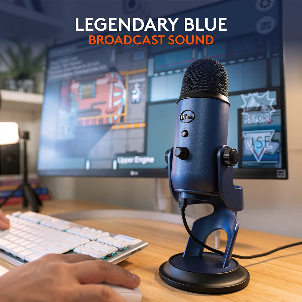 Creators Blue Yeti USB Microphone for Gaming, Streaming, Podcast, Youtube, Discord, PC, Studio Sound, Plug &amp; Play-Midnight Blue