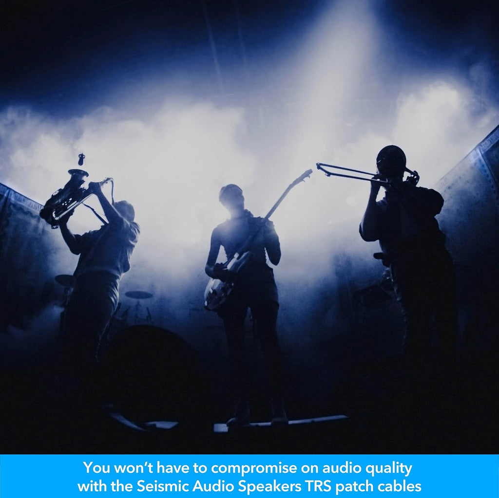 Speakers ¼” to ¼” TRS Patch Cables, 25 Foot Patch Cables, Pack of 6, Multi Color