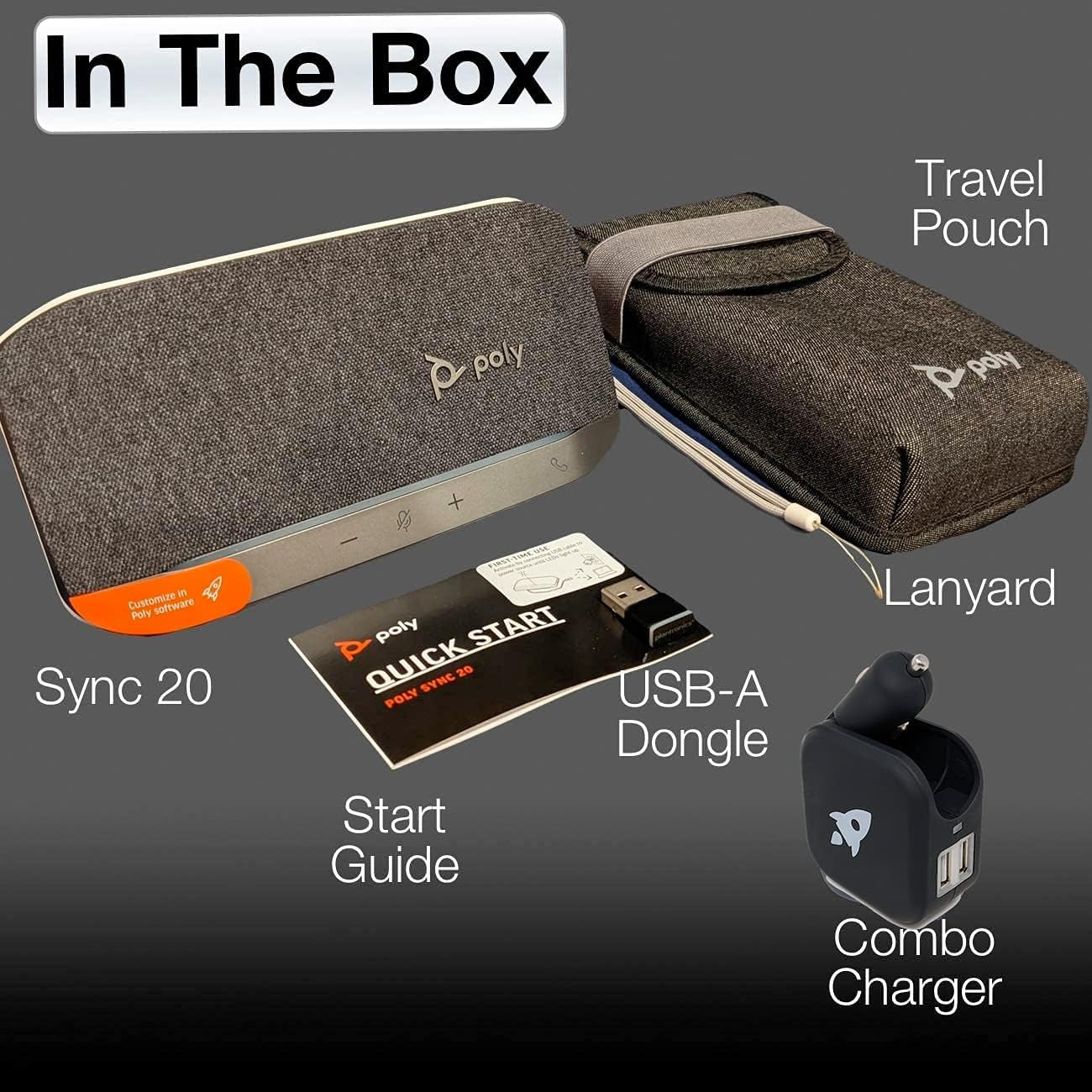 GTW Bundle with  SYNC 20+ USB-A Bluetooth Speakerphone W/Dongle and Charger - for Streaming Voice/Video, Distance Learning, Remote Work, School,Conferencing Apps - Zoom, Webex, Meet, Teams