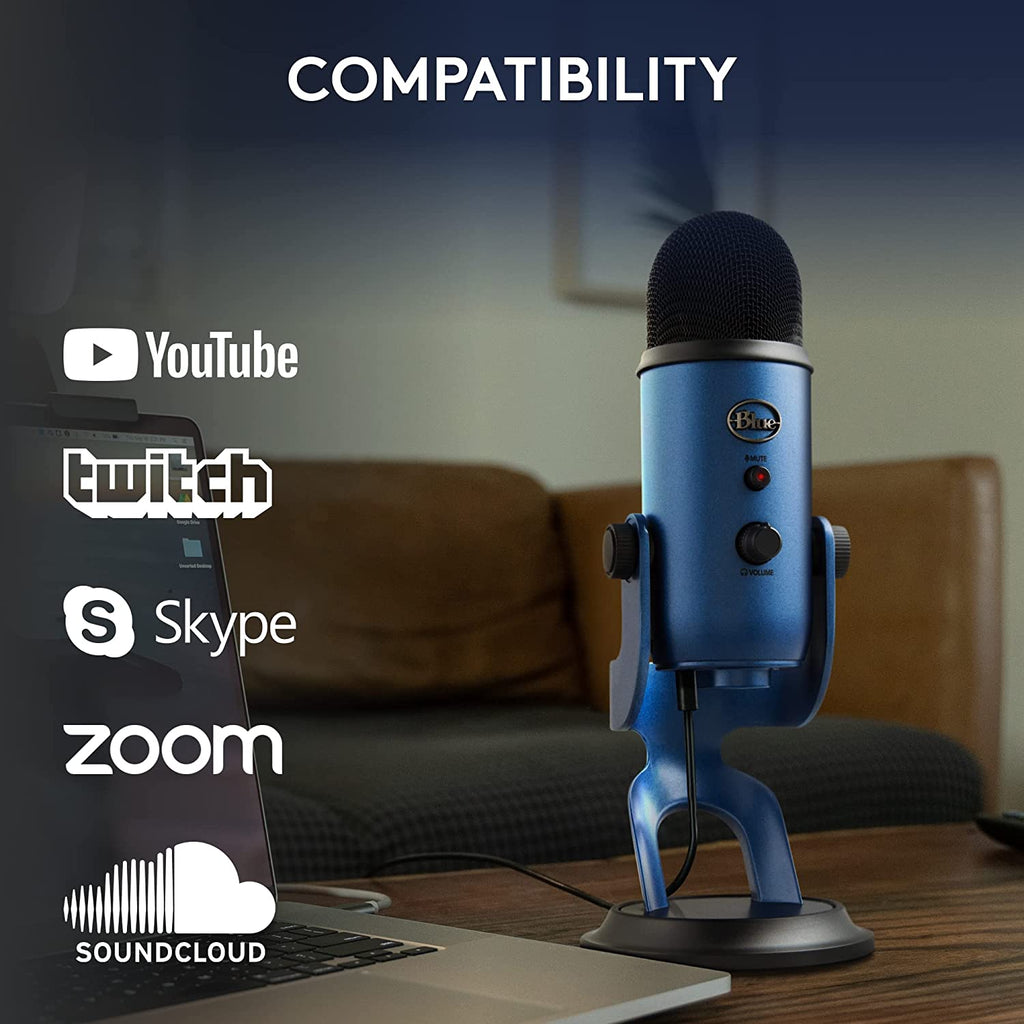 Creators Blue Yeti USB Microphone for Gaming, Streaming, Podcast, Youtube, Discord, PC, Studio Sound, Plug &amp; Play-Midnight Blue