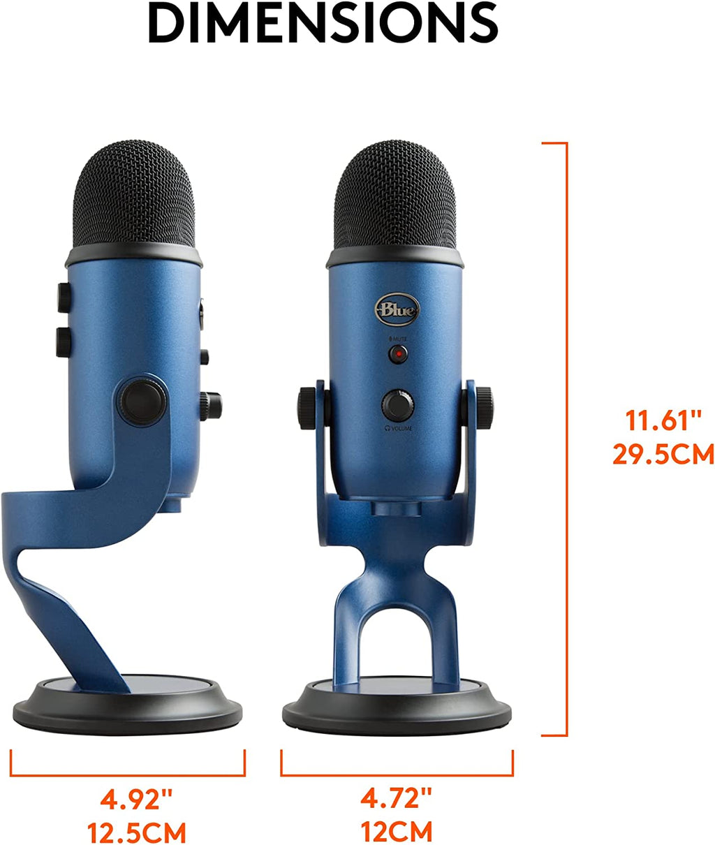 Creators Blue Yeti USB Microphone for Gaming, Streaming, Podcast, Youtube, Discord, PC, Studio Sound, Plug &amp; Play-Midnight Blue