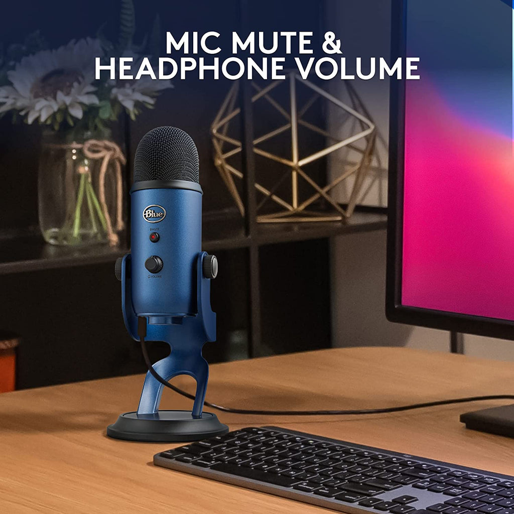 Creators Blue Yeti USB Microphone for Gaming, Streaming, Podcast, Youtube, Discord, PC, Studio Sound, Plug &amp; Play-Midnight Blue